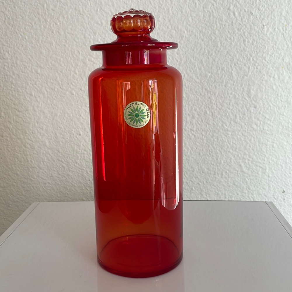 Vintage Counterpoint SF Takahashi Japanese Hand Blown Glass Container with Lid